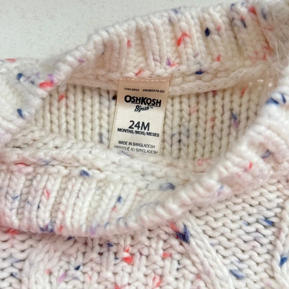 OshKosh Bgosh Kids Confetti Cable‎ Knit Sweater Cream Multi 24M